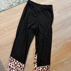 Little Girls Black and Cheetah Tights , size 13/14